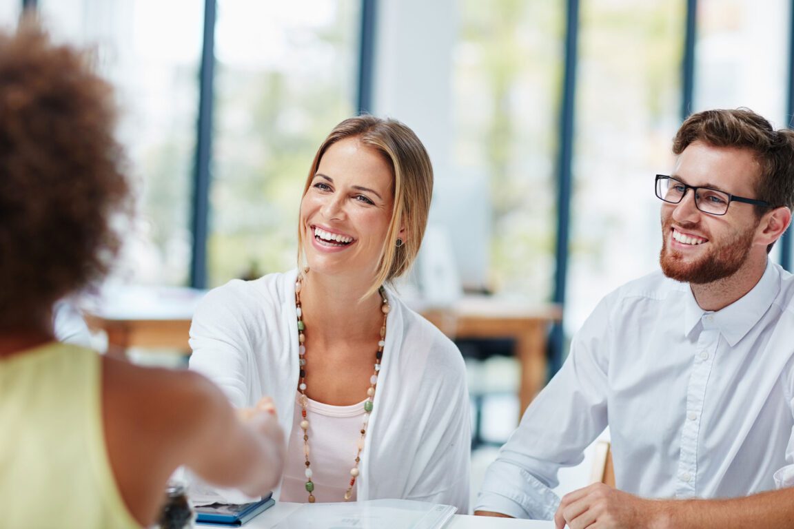 Clients having a good meeting with their lawyer